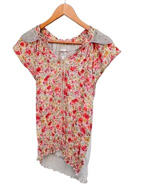 Tiny Anthro Silk Blend Romantic Praire  Floral Cap Sleeve Top Size S